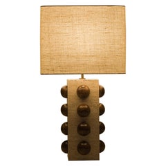 Lampe Bulle en travertin et noyer