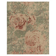 Rug & Kilim's Distressed Style Rug in Green, Pink Abstract Expressionist Pattern (tapis de style vieilli en vert et rose)