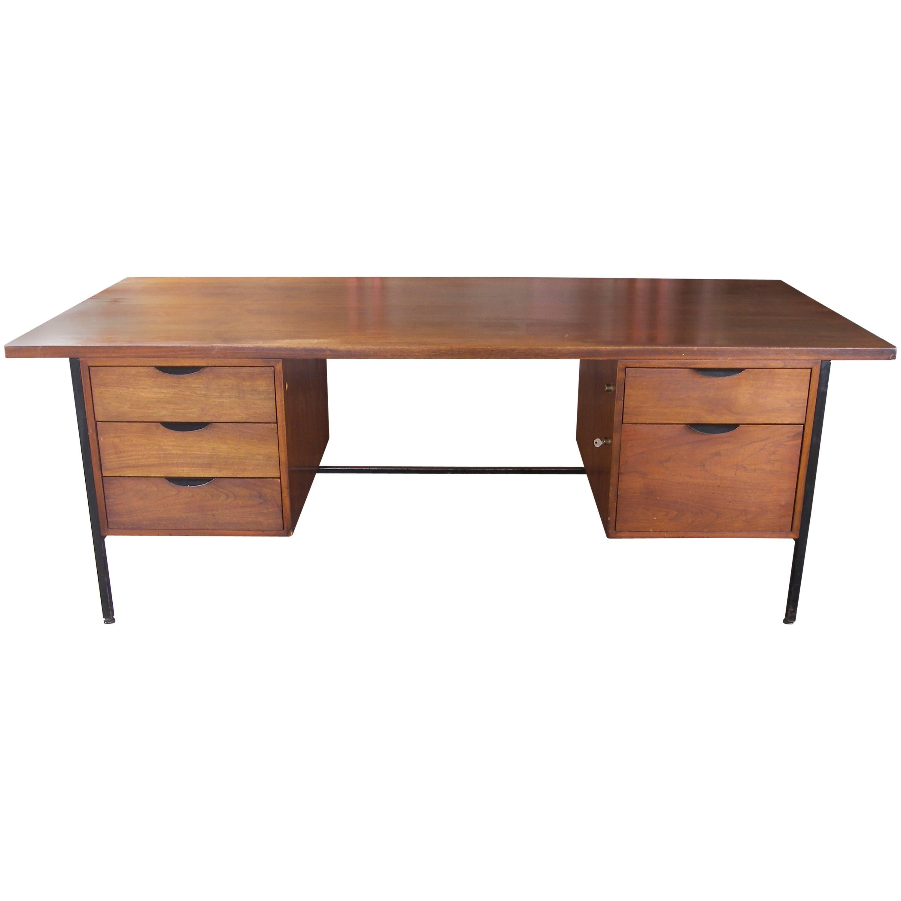 1950s Modern Wood and Metal Desk