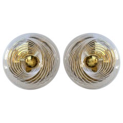 Pair of Lucite Spiral and Brass Sconces  Italy, 1970s