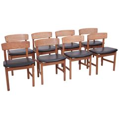 Set of Eight Børge Mogensen Dining Chairs by Fredericia, Denmark, 1950s