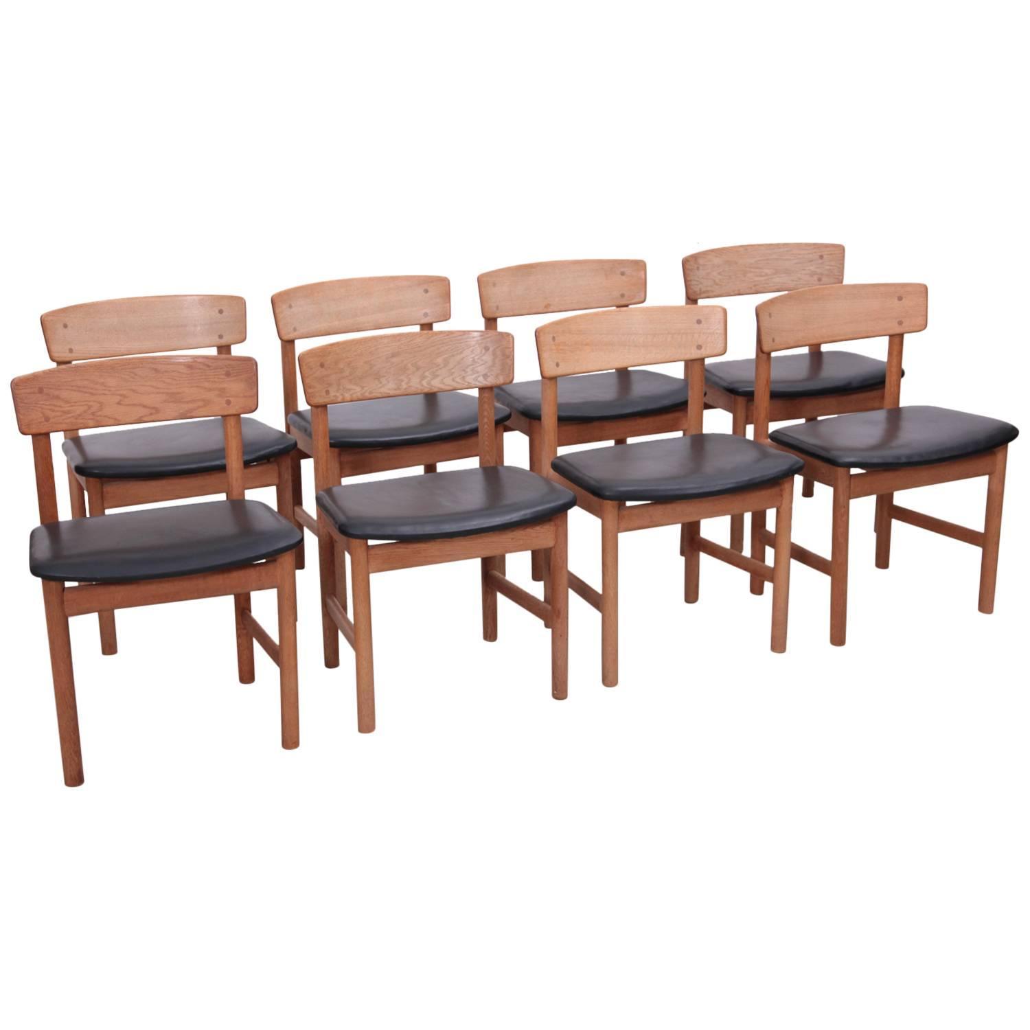 Set Of Eight Borge Mogensen Dining Chairs By Fredericia Denmark