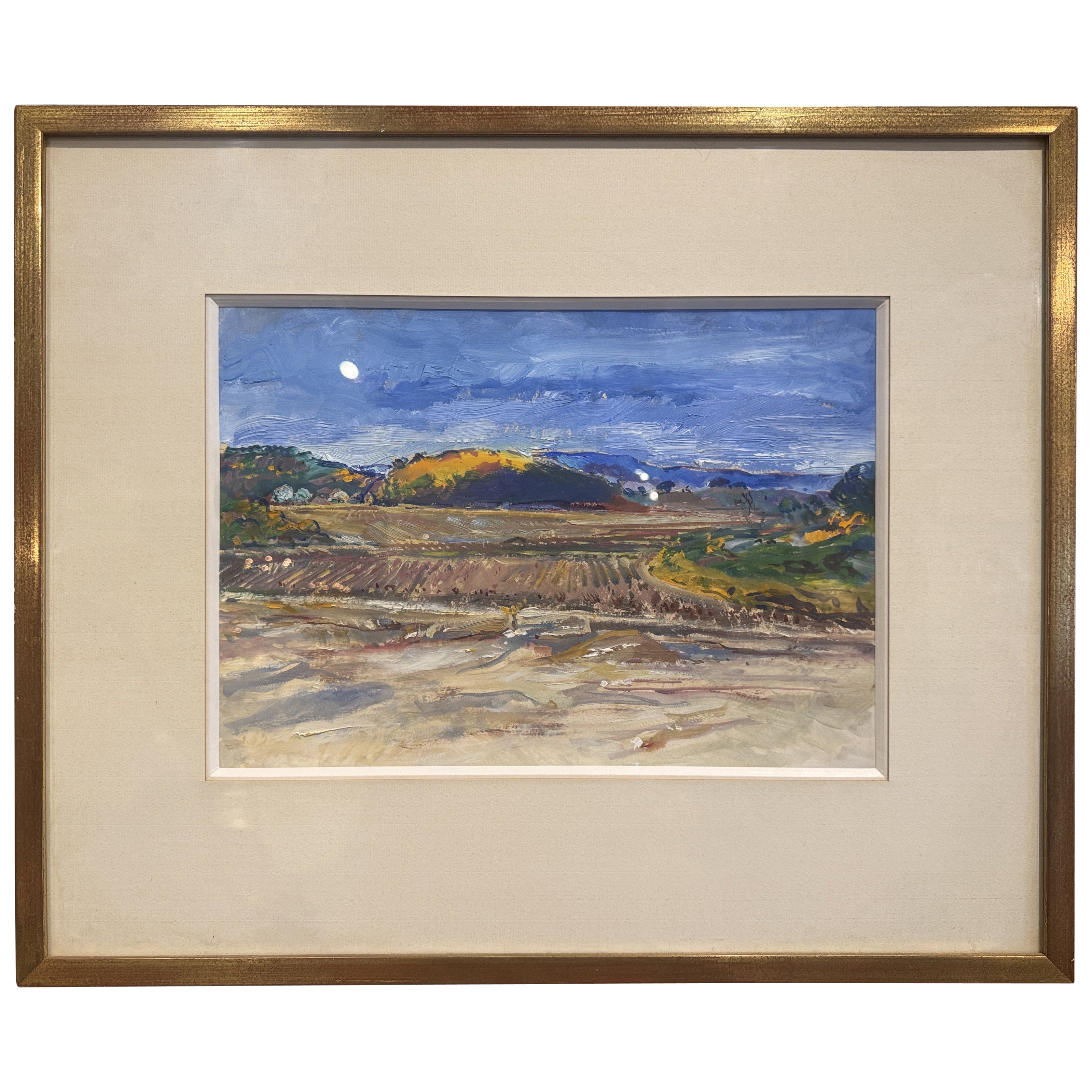20th Century French Beach Painting in Giltwood Frame Signed Andre Barriere