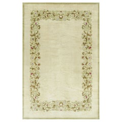 Antique Leleu French Art Deco Rug in Green with Floral Patterns - Rug & Kilim