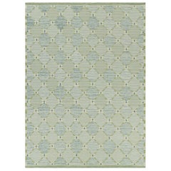 Rug & Kilim's Teppich im skandinavischen Stil, grünes und blaues Gitter-Diamant-Muster