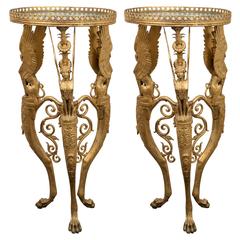 Pair of Neoclassical Style Tripod Gueridons 