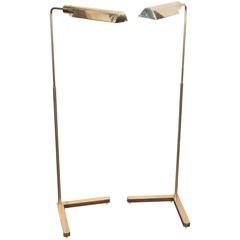 Pair of Casella Reading Floor Lamps in Brass