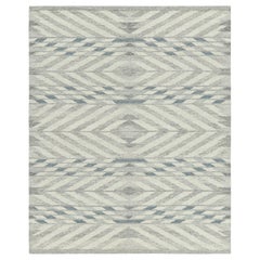 Rug & Kilim's Teppich im skandinavischen Stil mit grauem und blauem Chevron-Muster