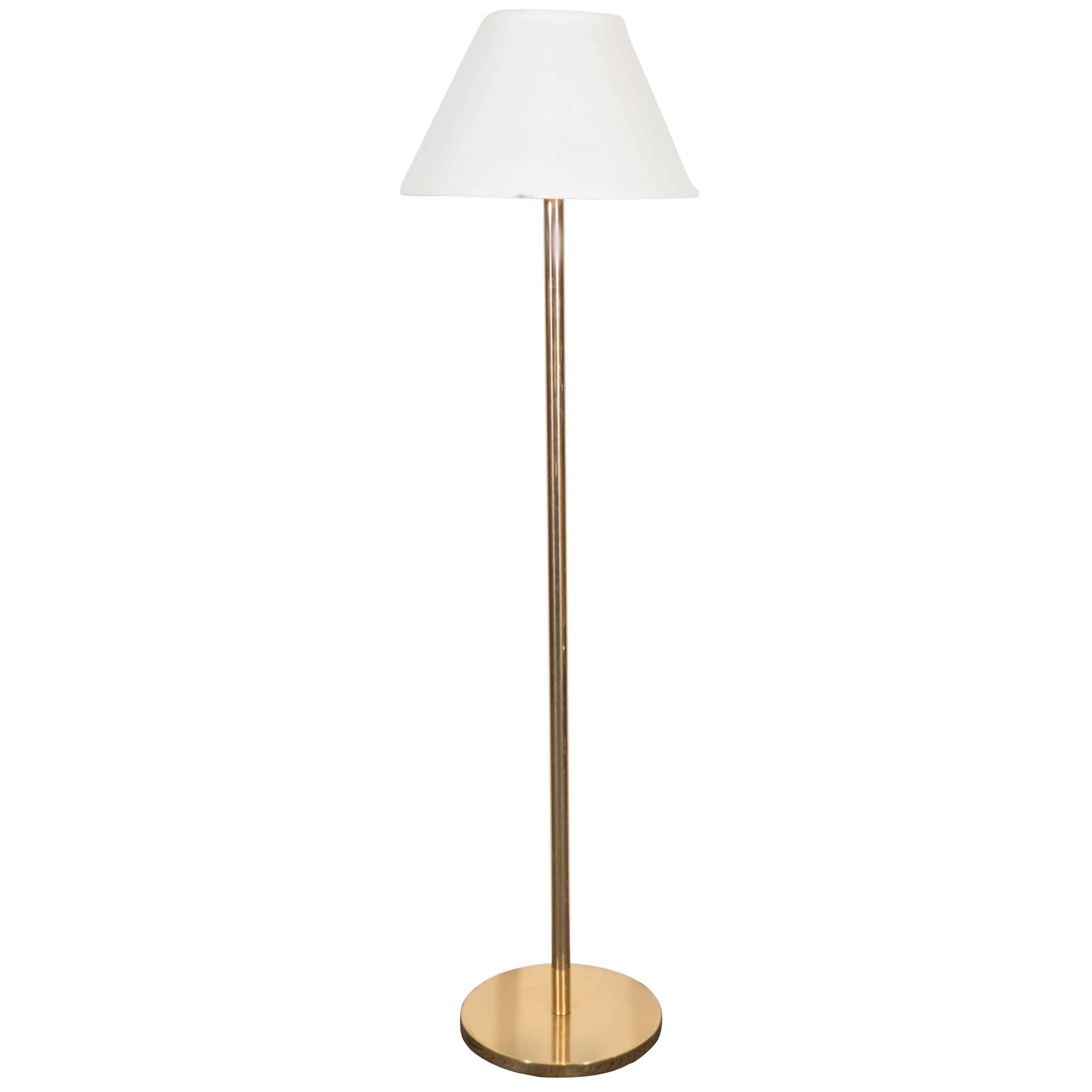 Casella Brass Floor Lamp with Linen Shade