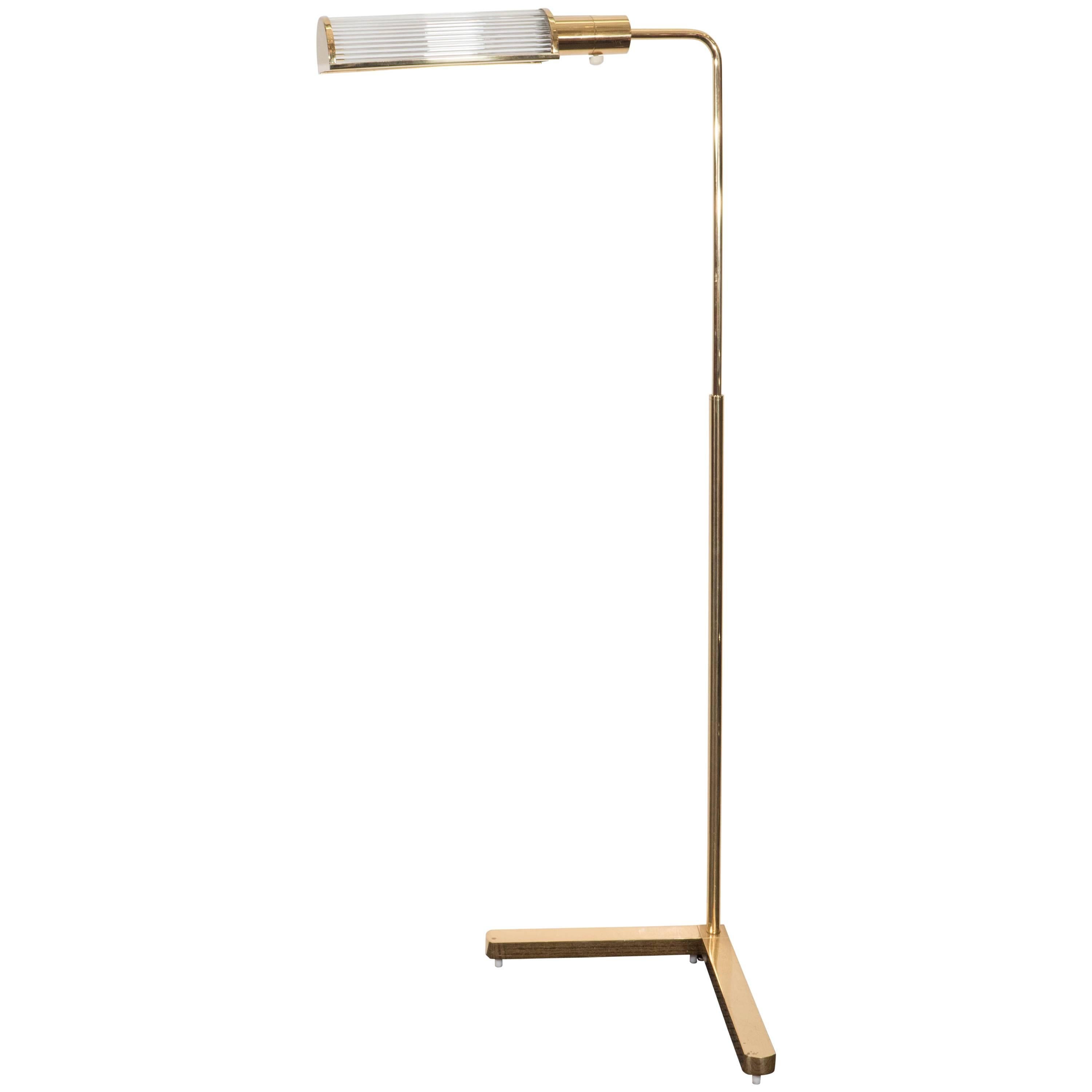 Casella Brass Pharmacy Floor Lamp with Glass Rod Shade