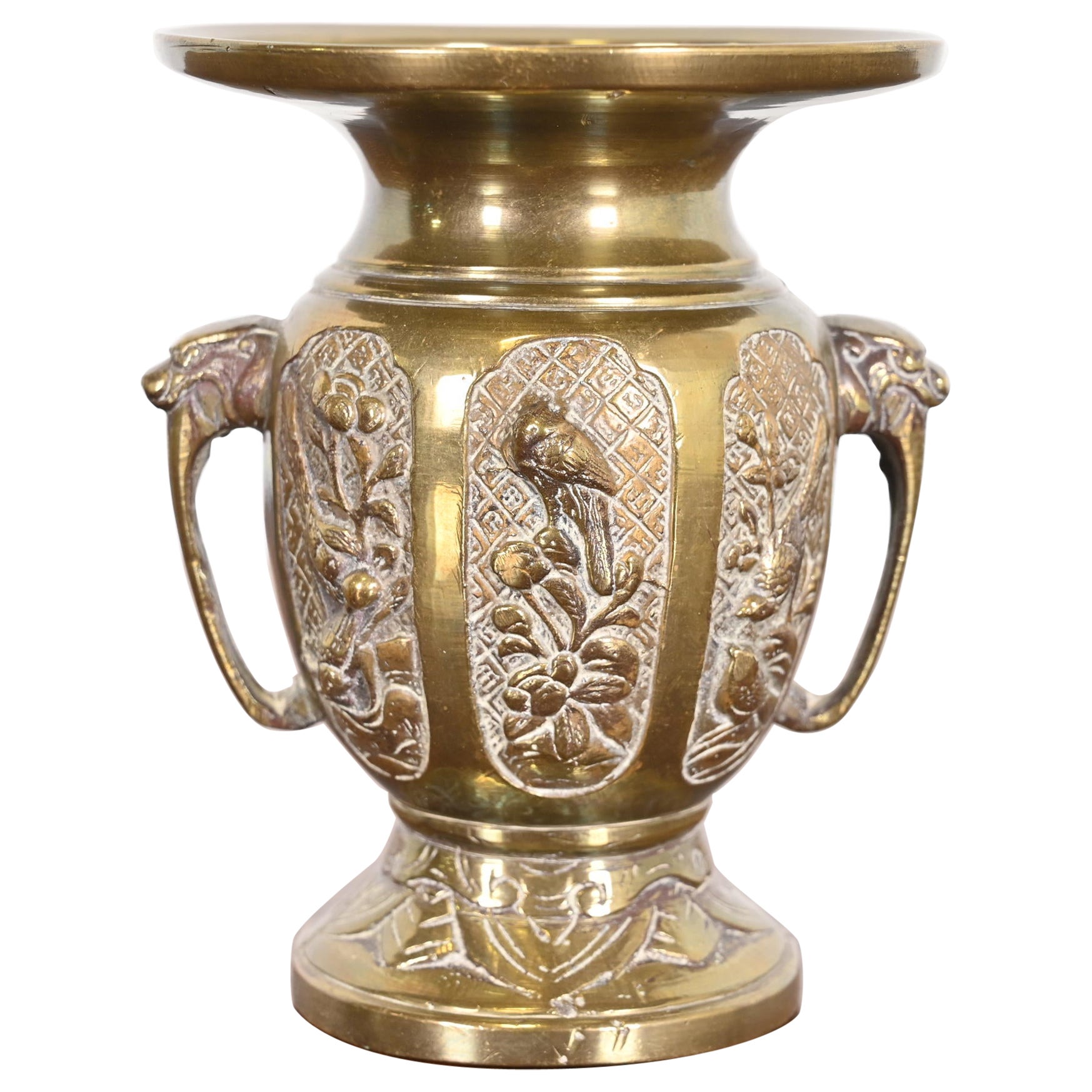 Antique Japanese Showa Usubata Bronze Vase