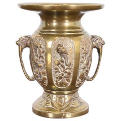 Antico vaso giapponese Showa Usubata in bronzo
