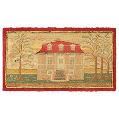 Alfombra antigua con ganchos en beige-crema Mansion Pictorial - Rug & Kilim