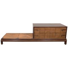 Vintage Renzo Rutili Two-Drawer Chest with Rush Cord Bench for Johnson Furniture