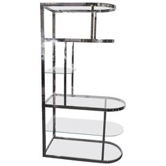 Streamlined Chrome Etagere and Room Divider in the Style of Milo Baughman