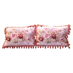 Pair of Pillows with Trim and Tassels Made with 19th Century Aubusson Tapestry