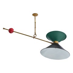 Designer francese, lampada a sospensione, ottone, metallo, Francia, anni '50