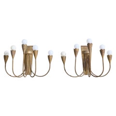 Italian Designer, Wall Lights, Brass, Italy, 1940s