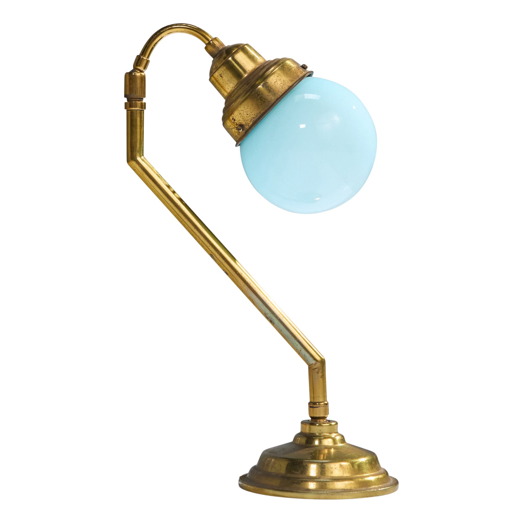 Lampada da tavolo di design brasiliano, ottone, vetro, Brasile, anni '50
