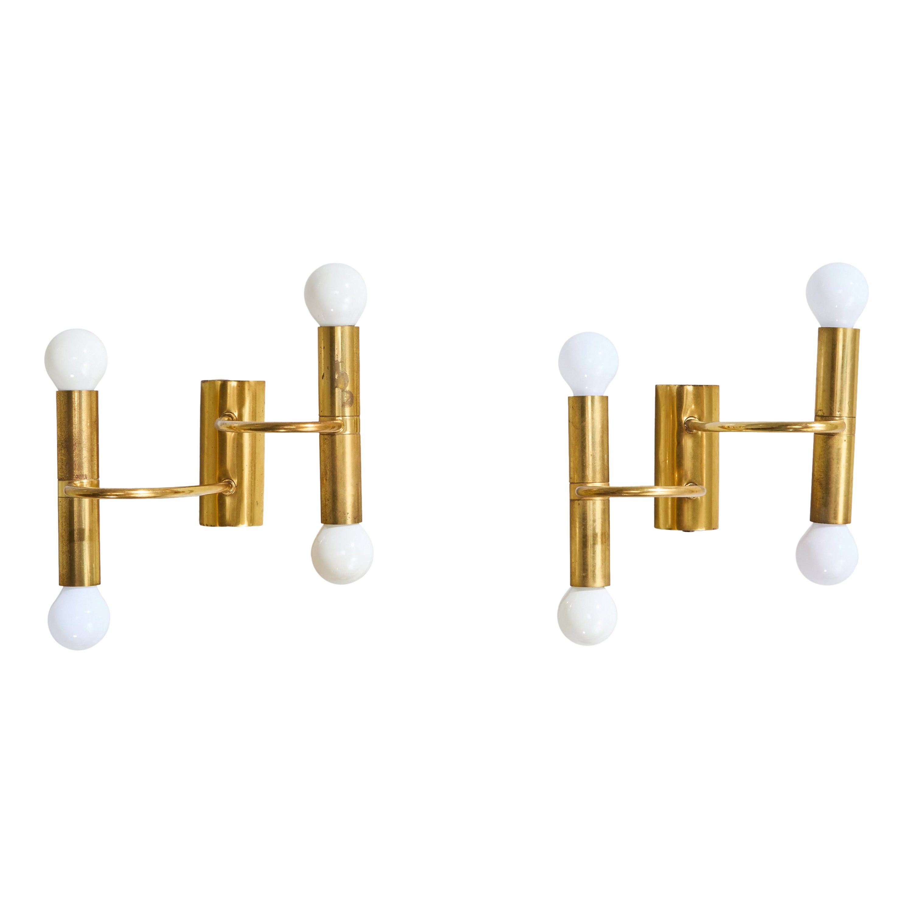 German Designer, Wall Lights, Brass, Germany, 1960s For Sale