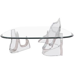 Lion in Frost Lucite 'Iceberg' Coffee Table with Glass Top