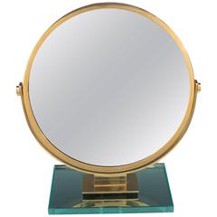 Dual-Sided Vanity Mirror on Glass Base