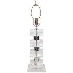 Stacked Geometric Lamp in Lucite and Chrome