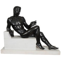 Italian Neoclassical Style Male Nude Sculpture in Patinated Bronze