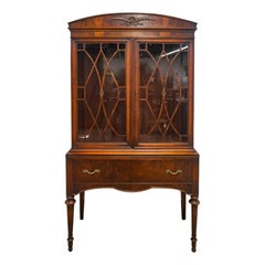 Federal Style Mahogany Glazed Double Door China Bookcase Display Cabinet
