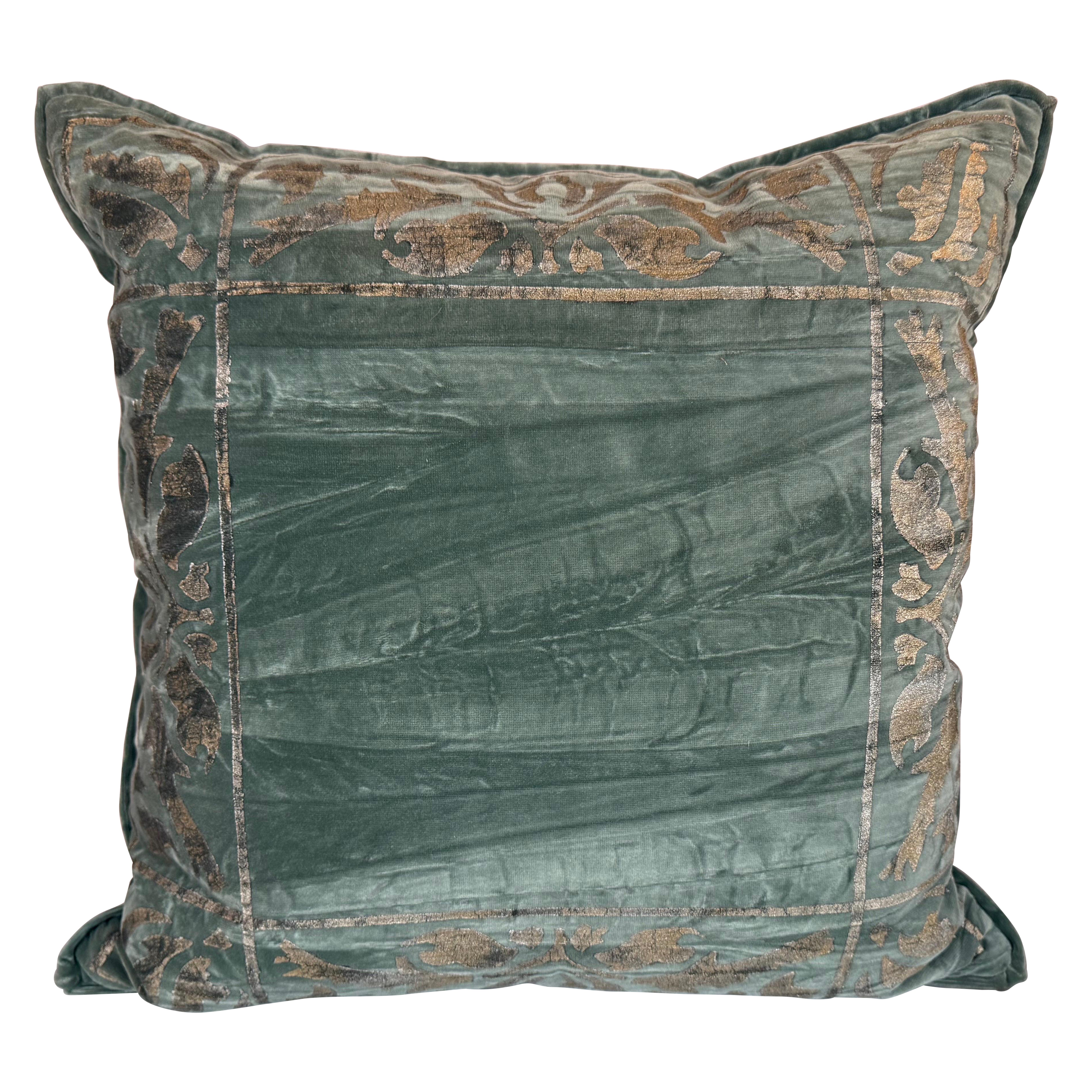 Stenciled Nomi Blue Velvet Pillow