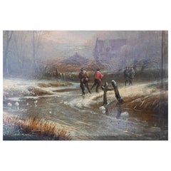 Mammes Charles, Winter Landscape Oil On Panel, First Half Of The 19th Century