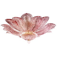 Charmant lustre de Murano en améthyste rose et ambre doré