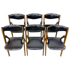 Mid-Century Modern Coronet Walnut Folding Dining Chairs - Set of 6