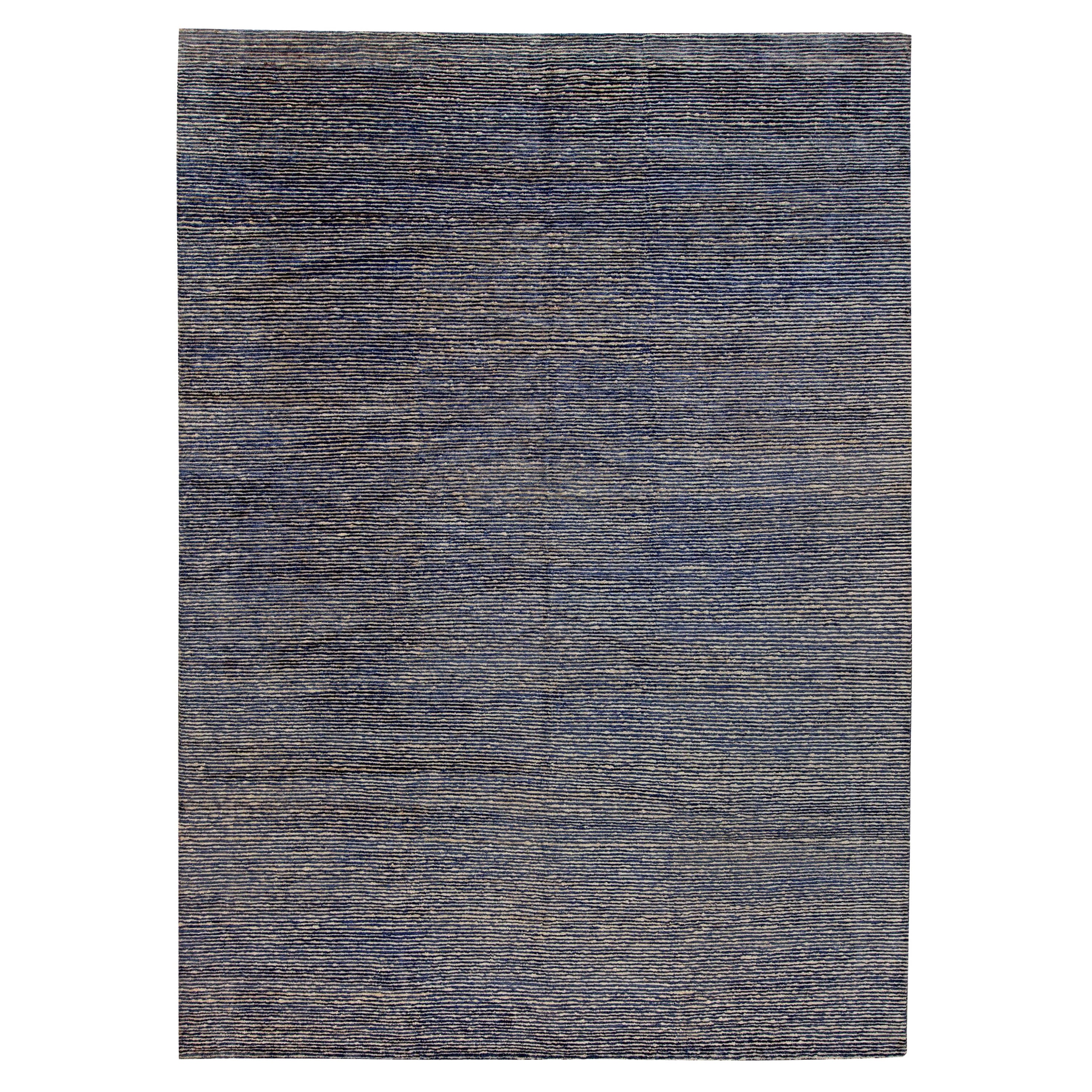 Alfombra moderna de rayas de cáñamo y seda hecha a mano por Doris Leslie Blau