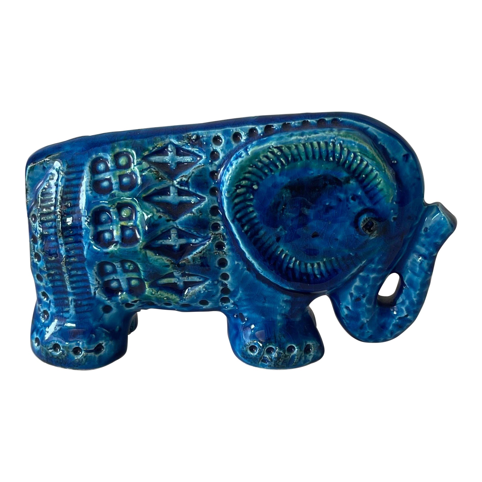 Italian Bitossi Flavia Blue Ceramic Elephant