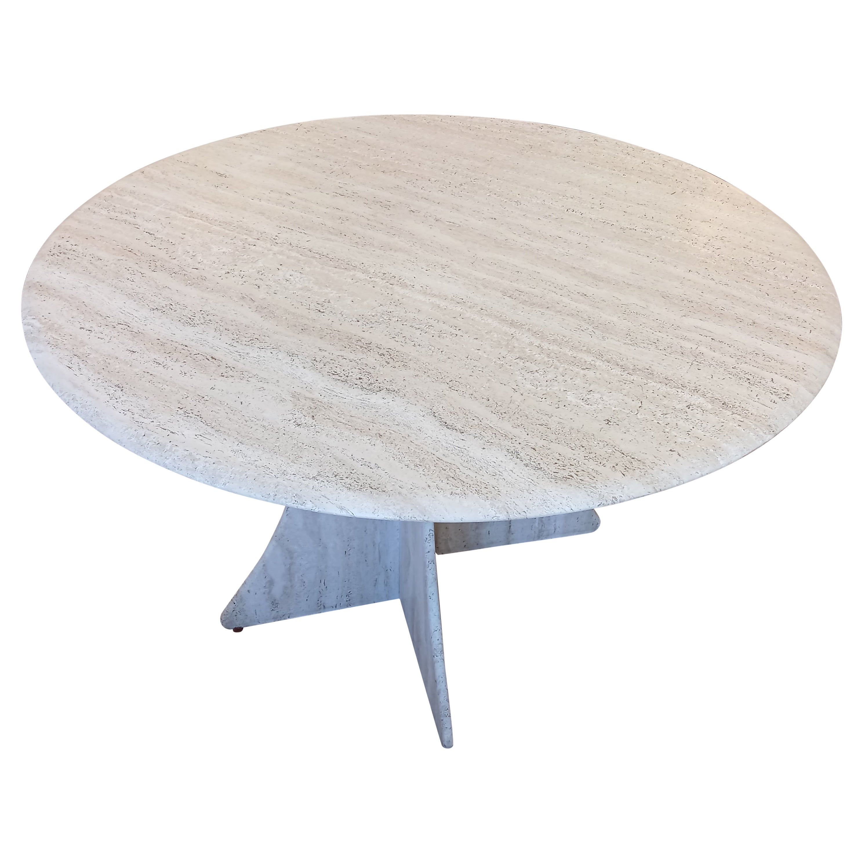 Table in natural travertine, by Artélano circa 1980