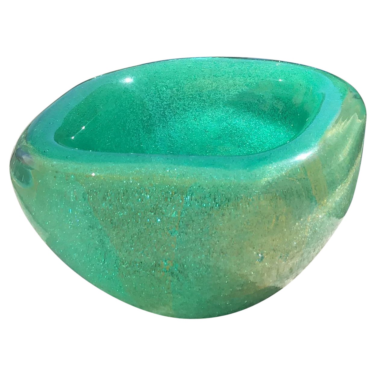 Carlo Scarpa VENINI Pulegoso Vetro Pulegoso Ciottola inclusions Gold 1940 Italy For Sale