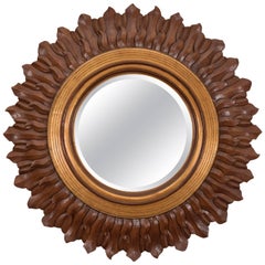 Sunburst Mirror in Carved and Giltwood Frame