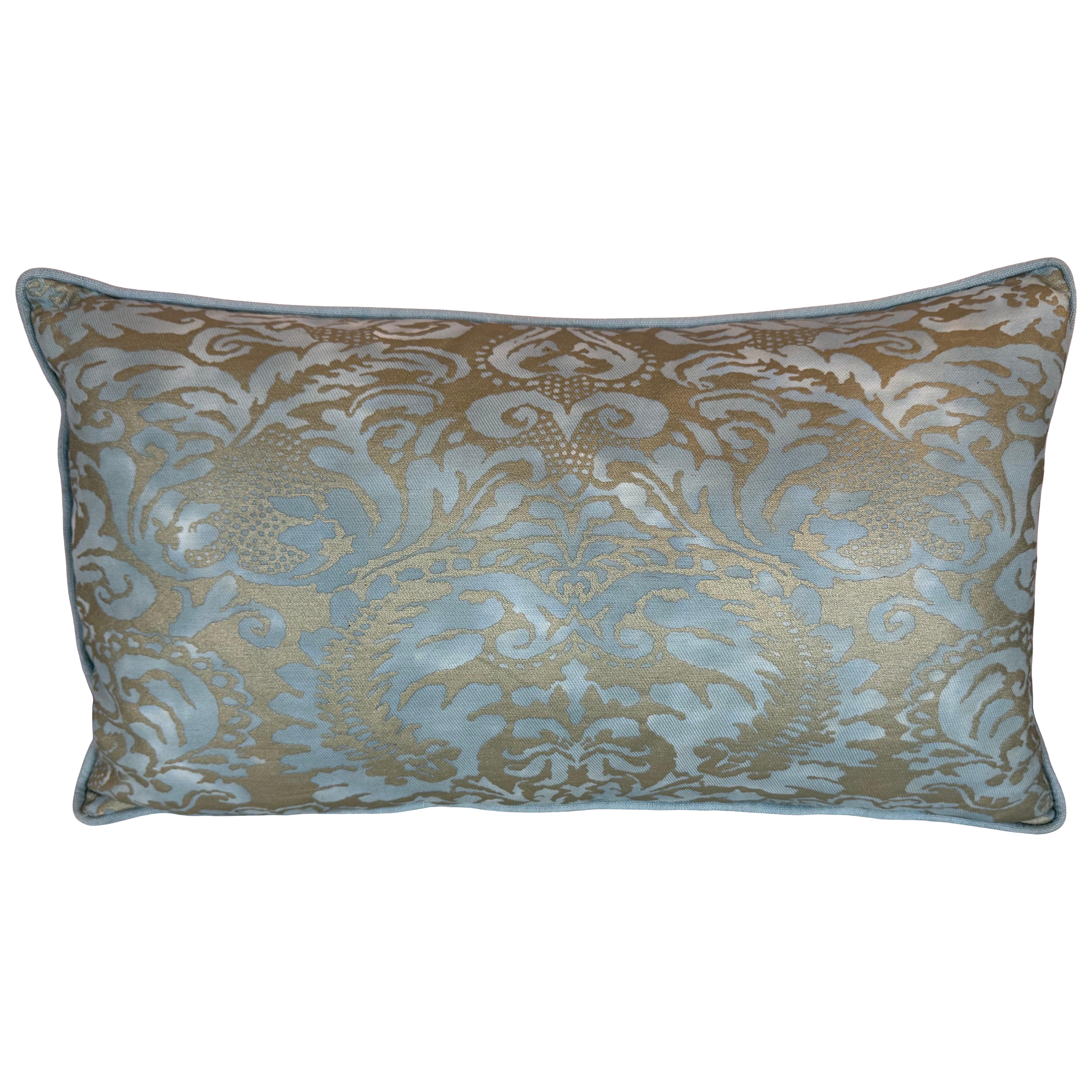 Blue & Silvery Fortuny Textile Pillow For Sale