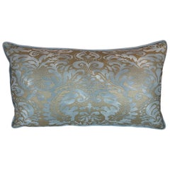 Coussin en textile Fortuny bleu et argenté