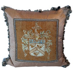 19. Jh. Gemaltes "Wappen" Samtkissen
