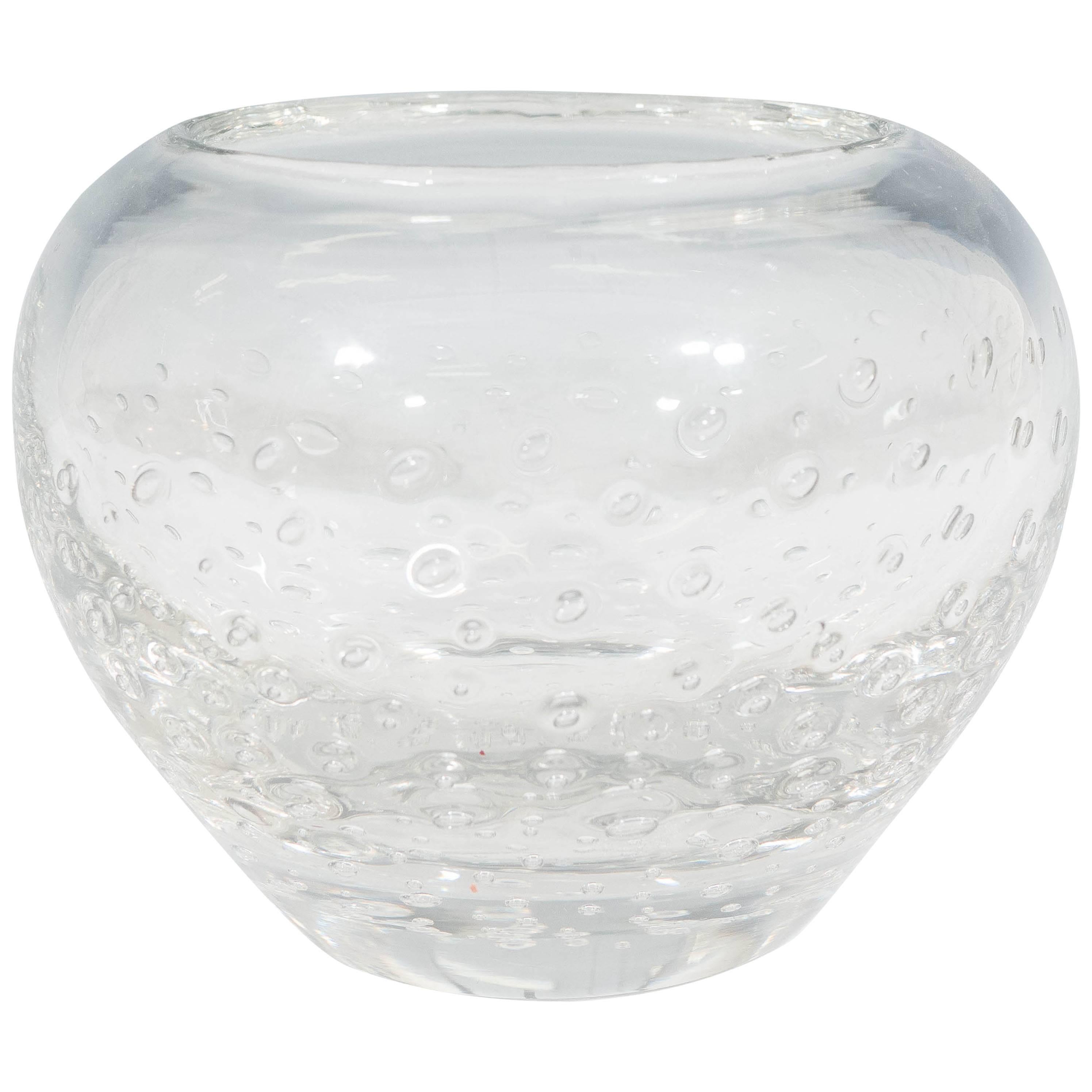 Swedish Glass Vase with Controlled Bubbles For Sale