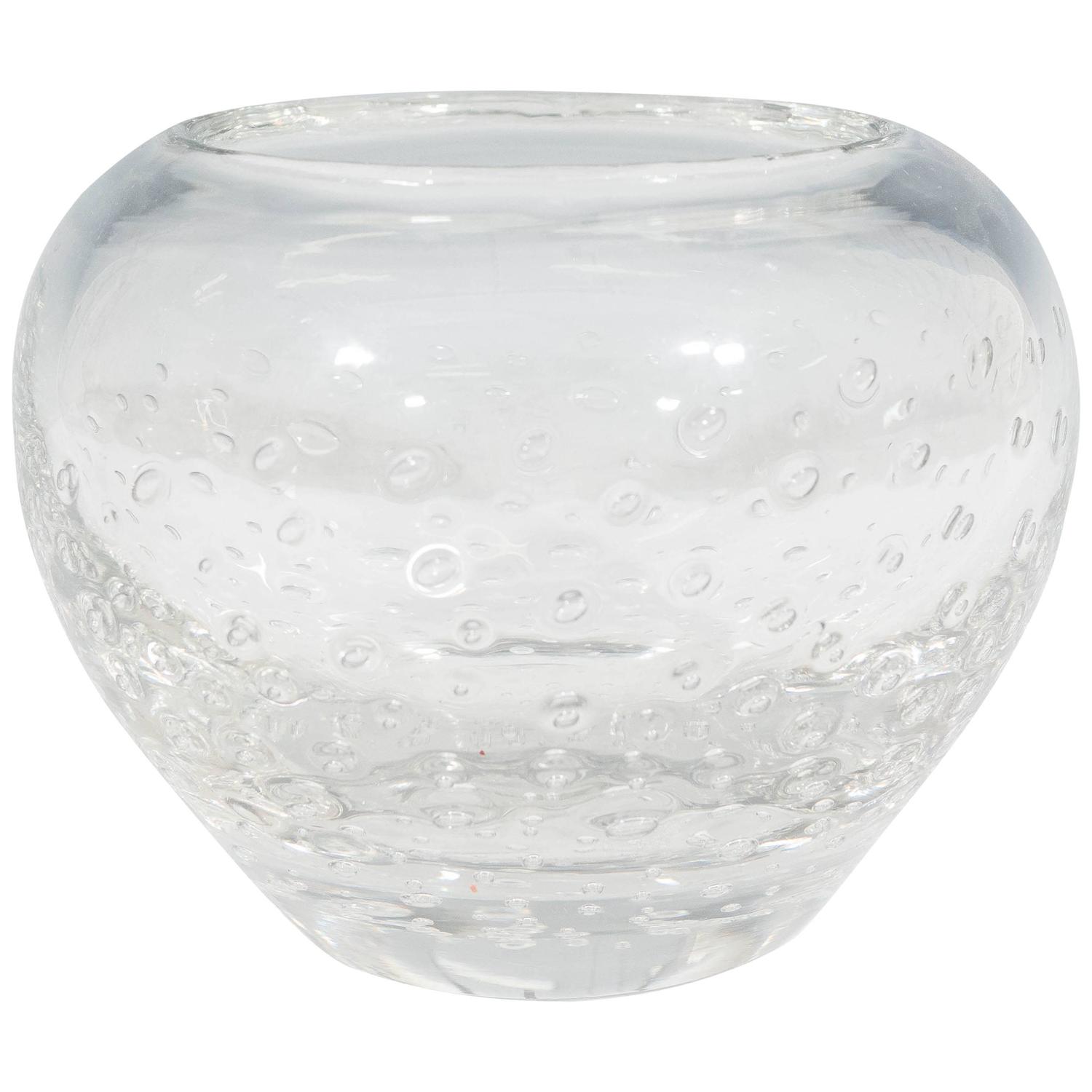 Swedish Glass Vase with Controlled Bubbles For Sale at 1stdibs