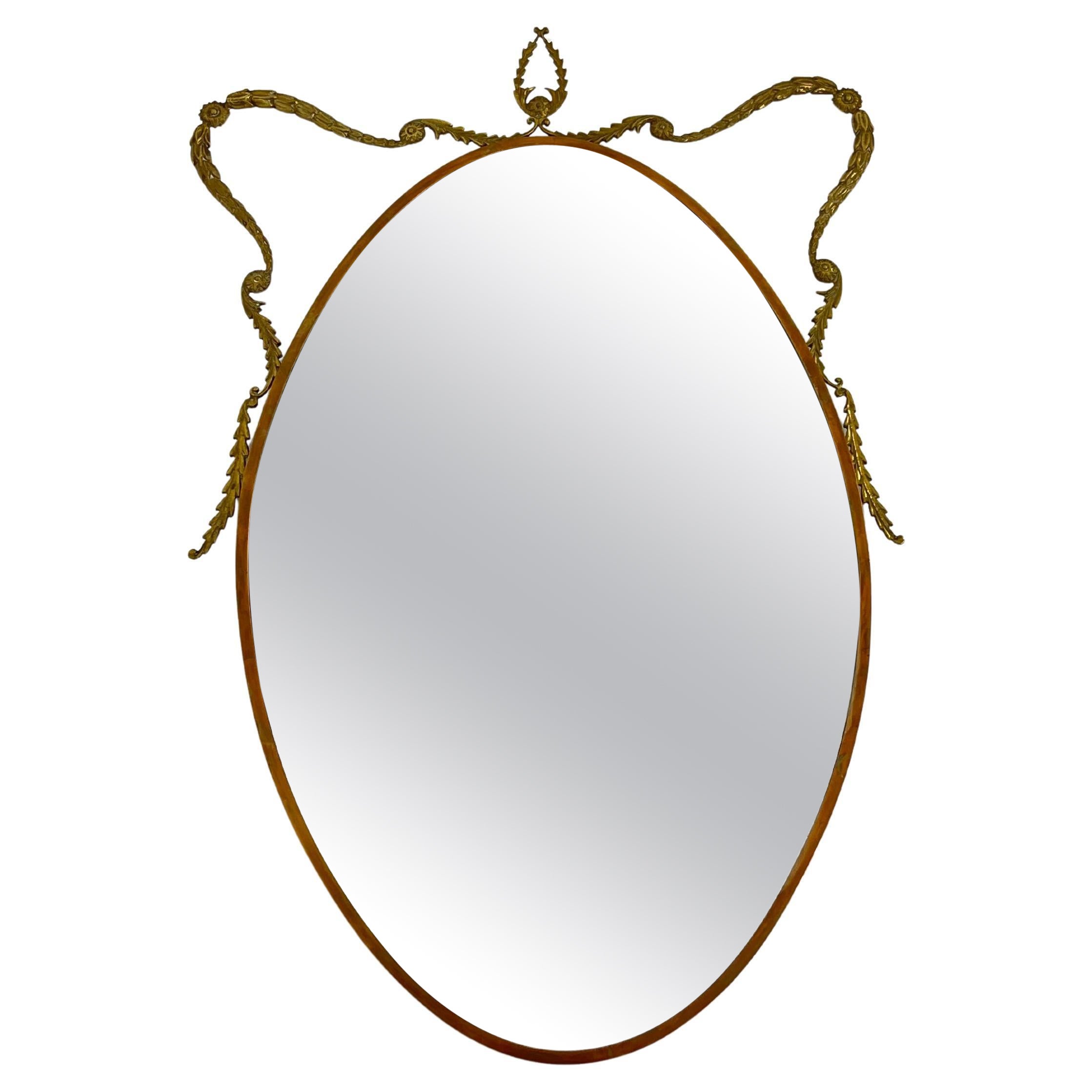 Mid-Century Italian Brass Mirror, 1950s