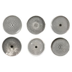Fornasetti Egocentrismo Porcelaine Assiettes géométriques Op Art, six assiettes
