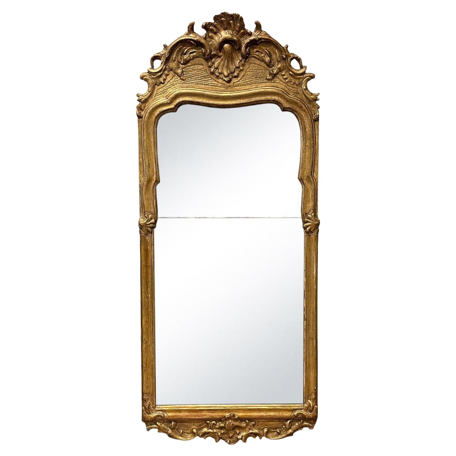 18th - 19th Century Swedish Gustavian Gilded Pinewood Wall Glass Mirror