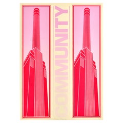 Poster propagandistico originale d'epoca Battersea Power Station Community Londra