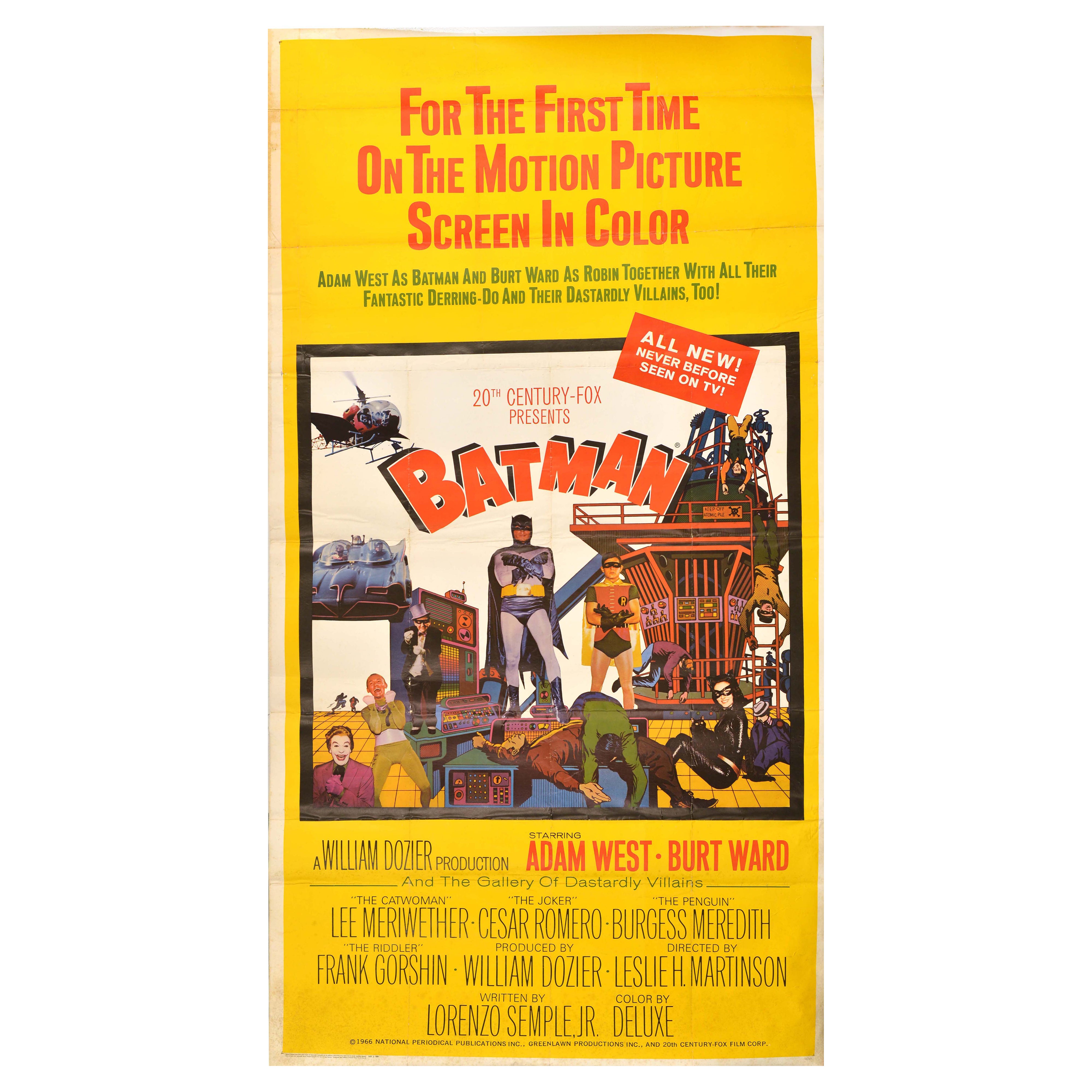 Original Vintage Movie Poster Batman Adam West Burt Ward Comic Book Superhero