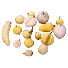 Mid-Century Italian Carved Stone Fruits, Set of Sixteen