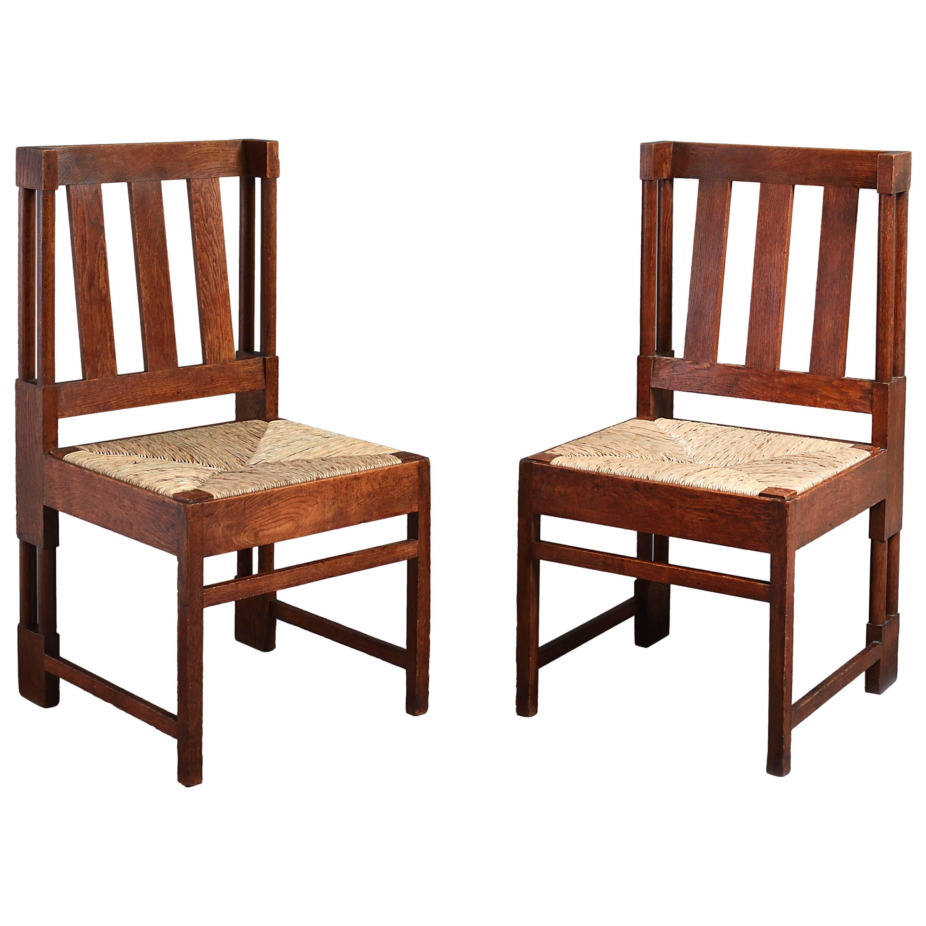 Pair of Arts & Crafts Oak Chairs